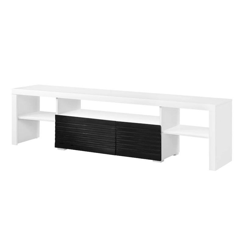 Meuble TV moderne blanc de 75 po avec tiroir coulissant et étagère, pour téléviseurs jusqu'à 80 po