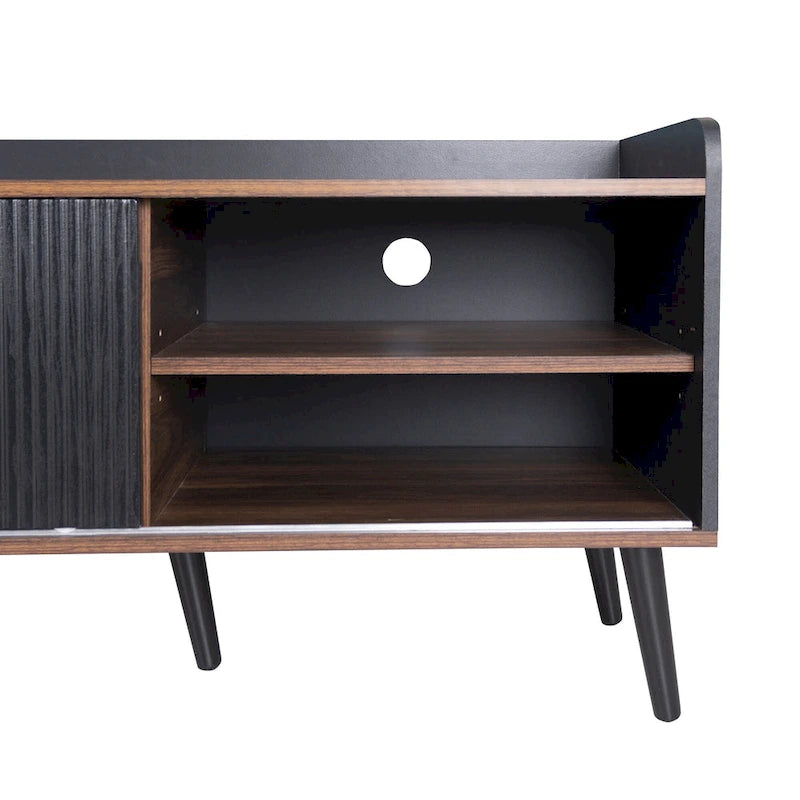 Meuble TV de 160 cm avec 2 portes et des compartiments ouverts
