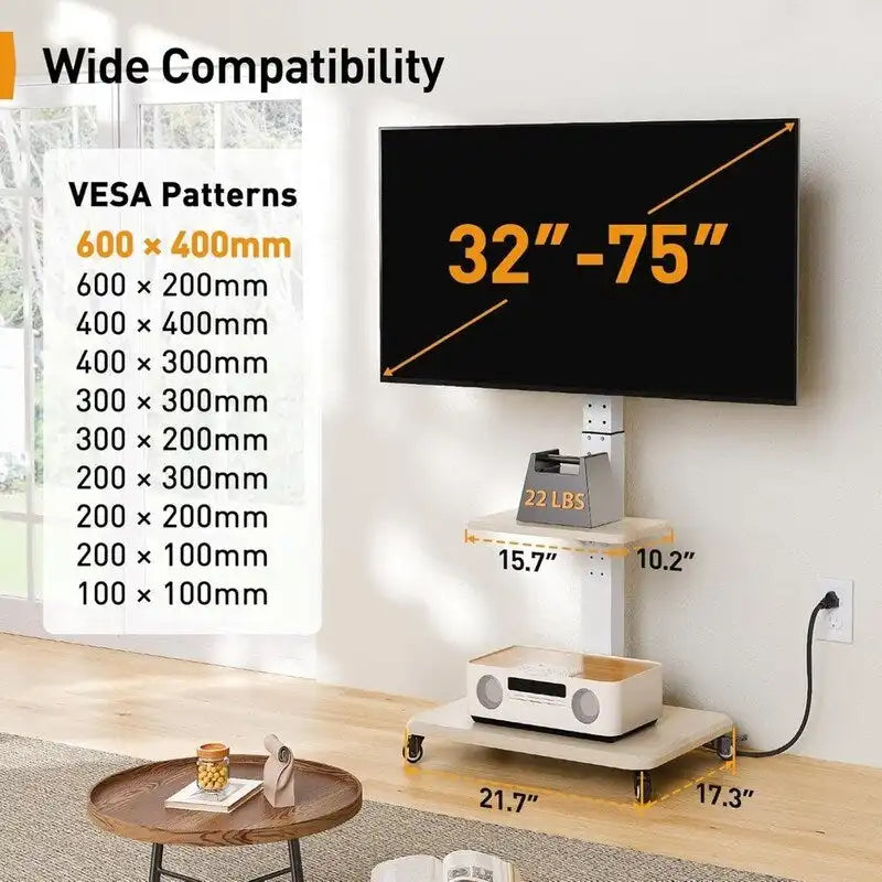Meuble TV mobile avec prise de courant