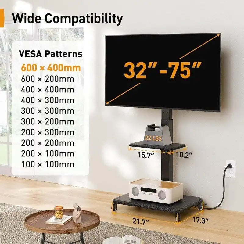 Meuble TV mobile avec prise de courant