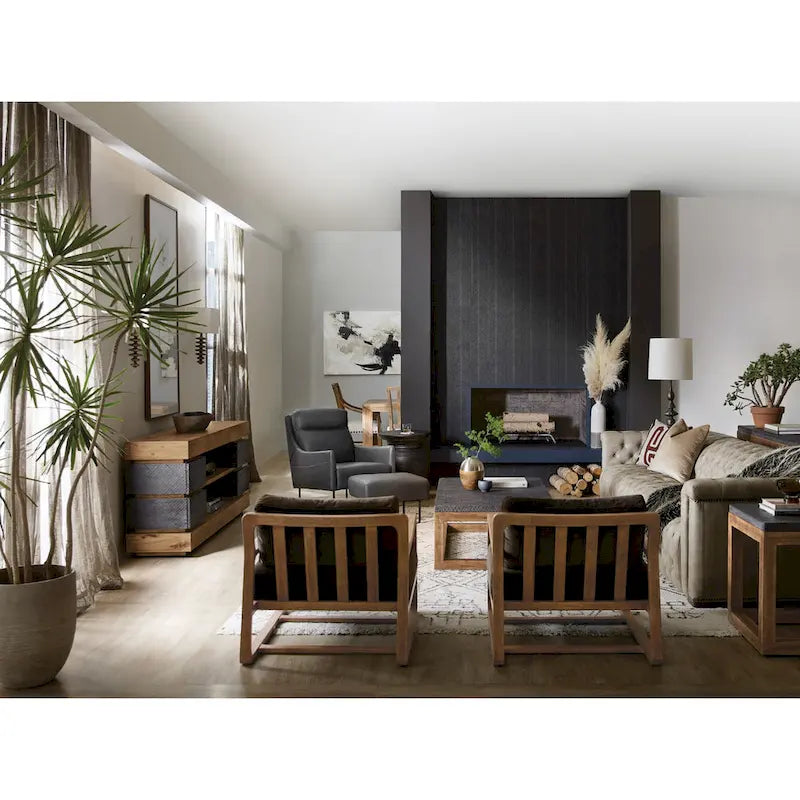 Table d'appoint en bois de 26 po avec plateau à motif hachuré