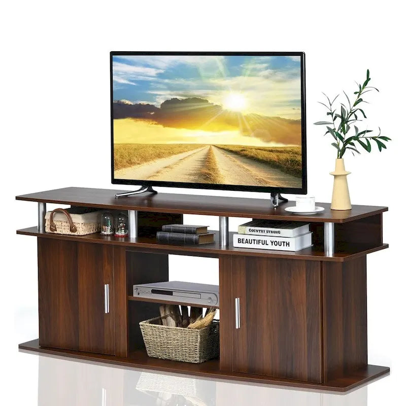 Meuble TV de 160 cm avec 2 portes, convient aux téléviseurs jusqu'à 70"