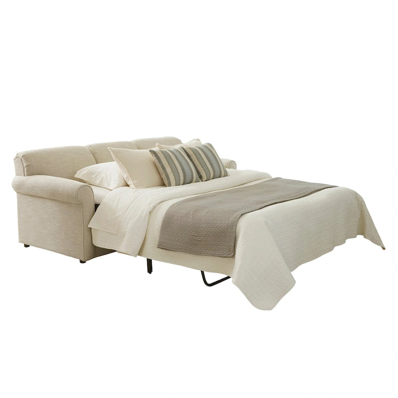 Canapé-lit convertible ivoire avec matelas en mousse à mémoire de forme gel
