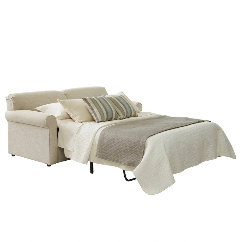 Canapé-lit convertible ivoire avec matelas en mousse à mémoire de forme gel