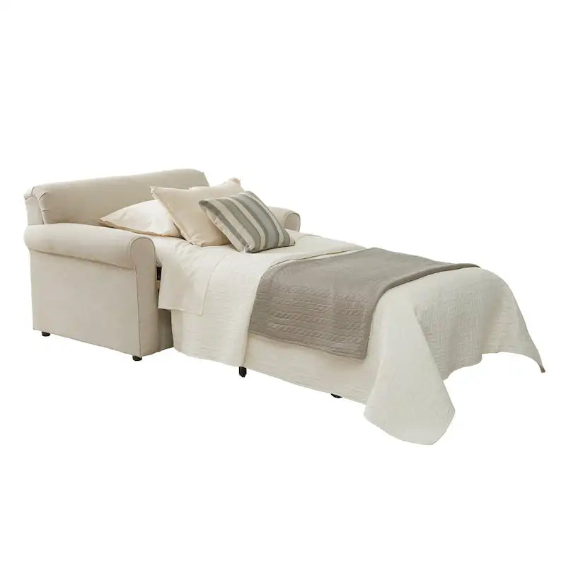 Canapé-lit convertible ivoire avec matelas en mousse à mémoire de forme gel