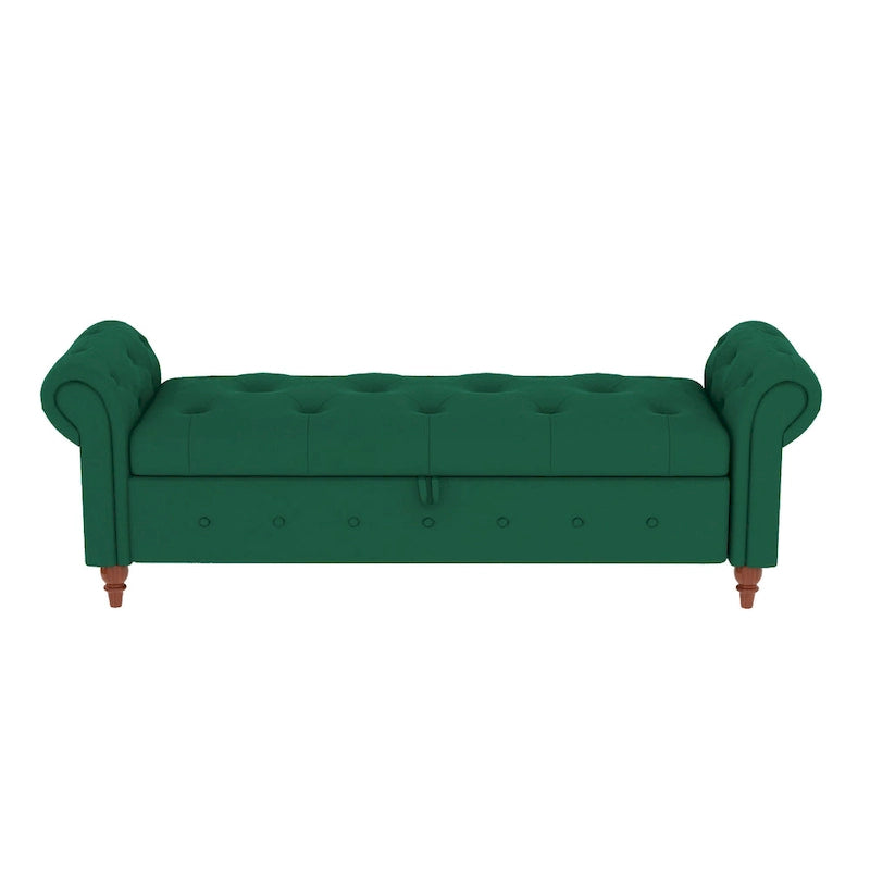 Banc ottoman de rangement avec accoudoirs arrondis