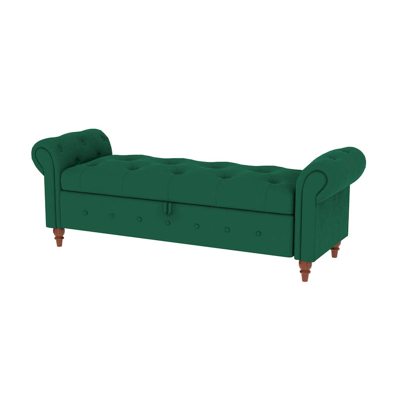 Banc ottoman de rangement avec accoudoirs arrondis