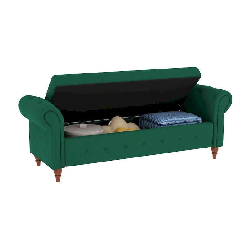 Banc ottoman de rangement avec accoudoirs arrondis
