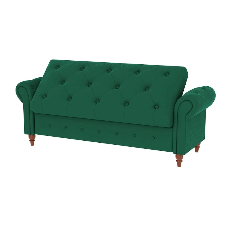 Banc ottoman de rangement avec accoudoirs arrondis