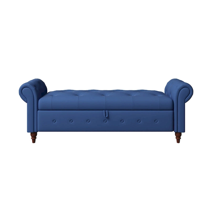 Banc ottoman de rangement avec accoudoirs arrondis