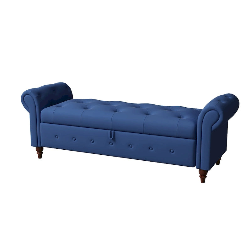 Banc ottoman de rangement avec accoudoirs arrondis