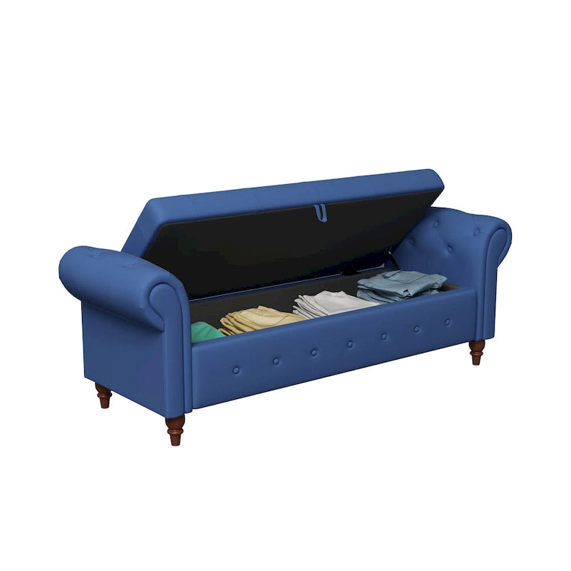 Banc ottoman de rangement avec accoudoirs arrondis
