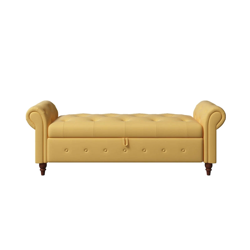 Banc ottoman de rangement avec accoudoirs arrondis