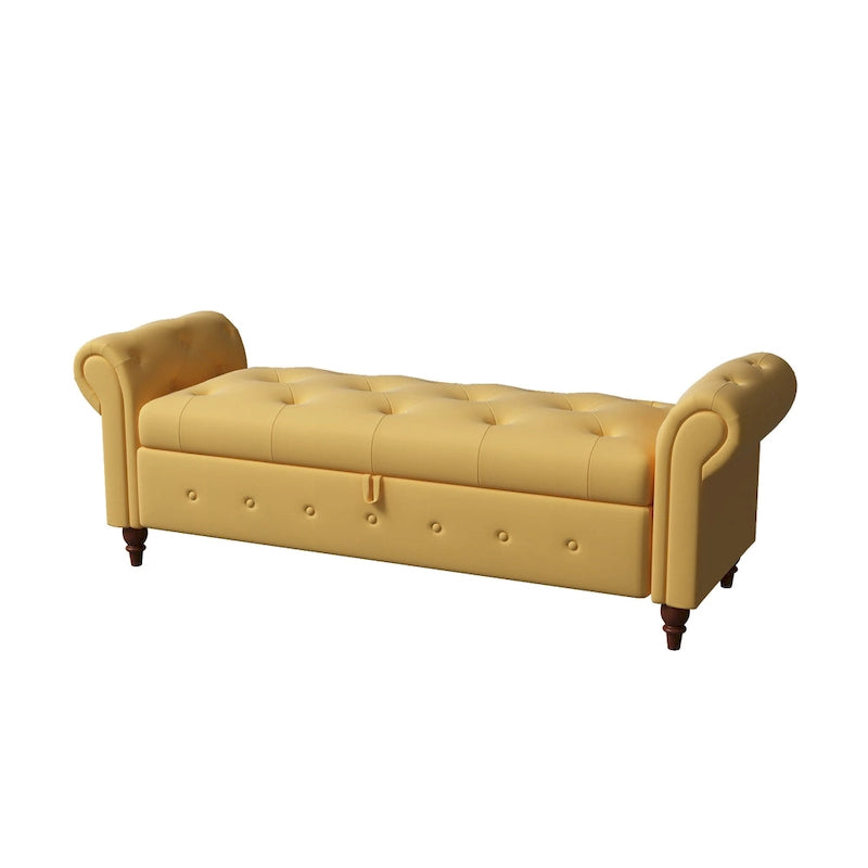 Banc ottoman de rangement avec accoudoirs arrondis