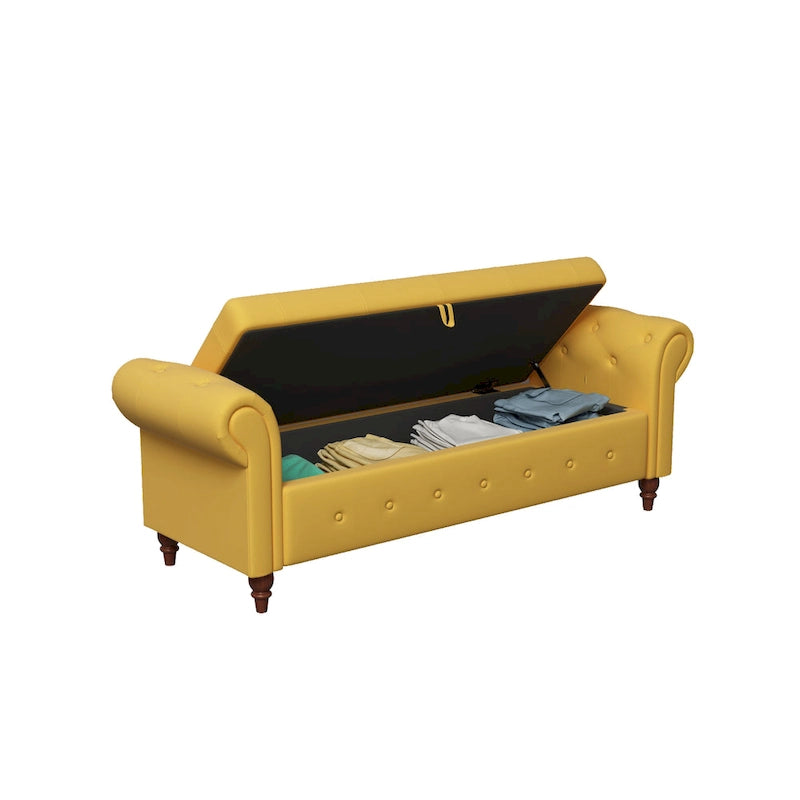Banc ottoman de rangement avec accoudoirs arrondis