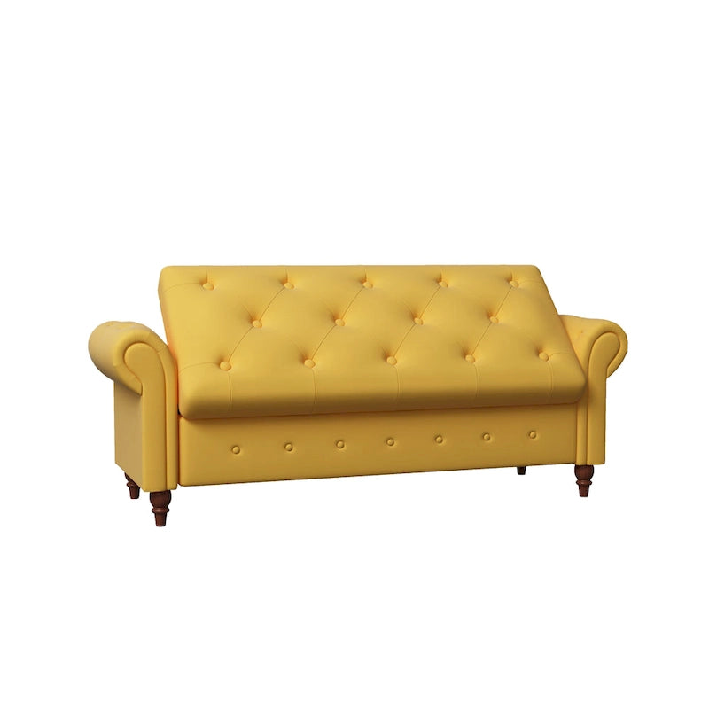 Banc ottoman de rangement avec accoudoirs arrondis