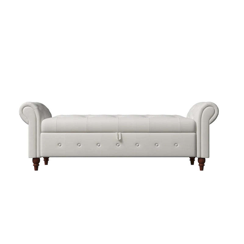 Banc ottoman de rangement avec accoudoirs arrondis
