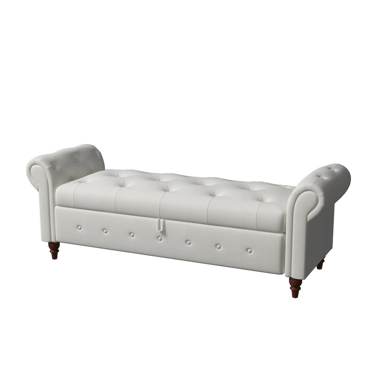 Banc ottoman de rangement avec accoudoirs arrondis