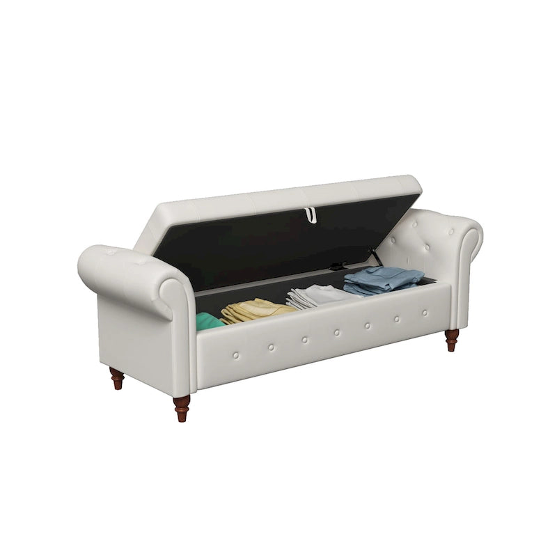 Banc ottoman de rangement avec accoudoirs arrondis