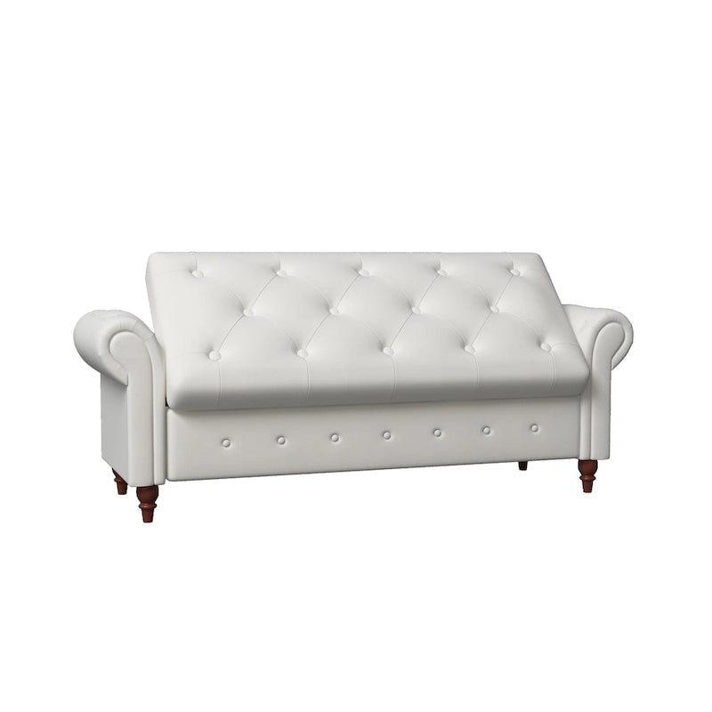 Banc ottoman de rangement avec accoudoirs arrondis