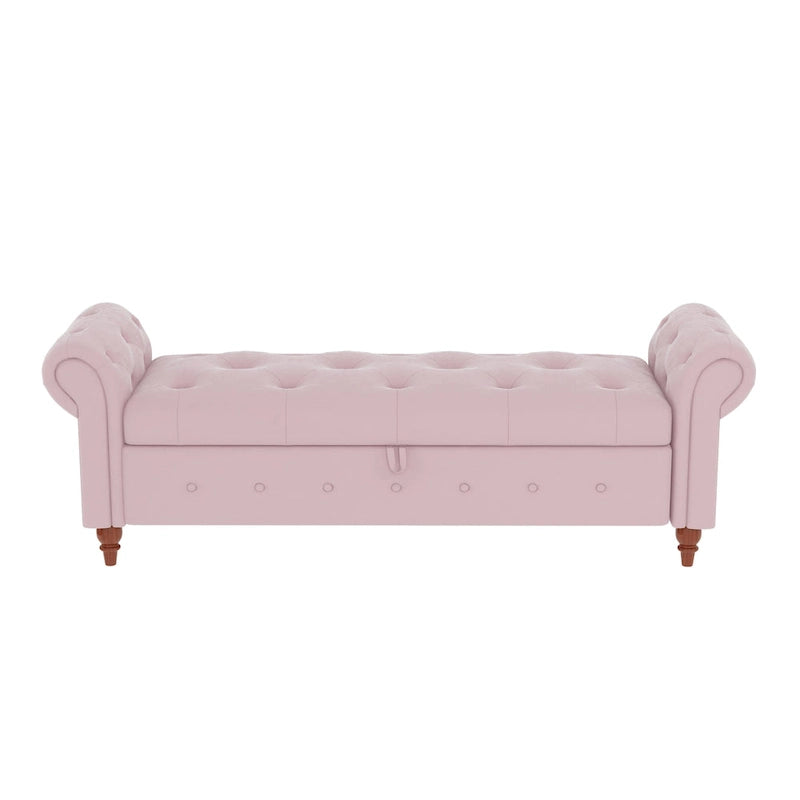Banc ottoman de rangement avec accoudoirs arrondis