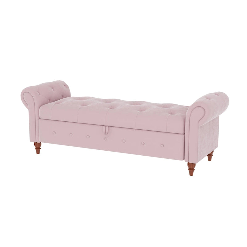 Banc ottoman de rangement avec accoudoirs arrondis
