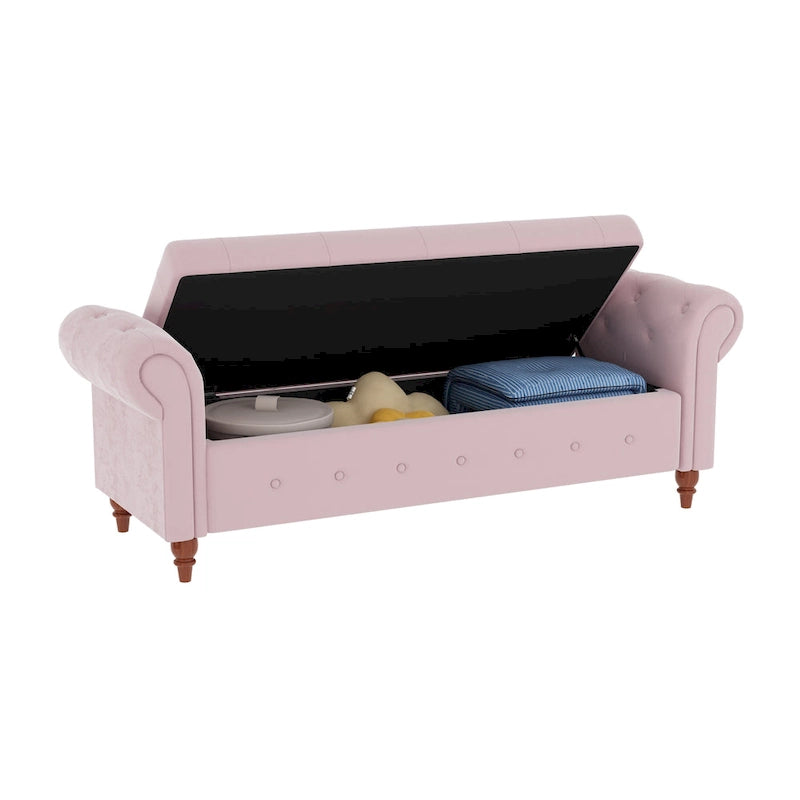 Banc ottoman de rangement avec accoudoirs arrondis
