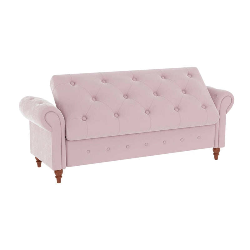 Banc ottoman de rangement avec accoudoirs arrondis