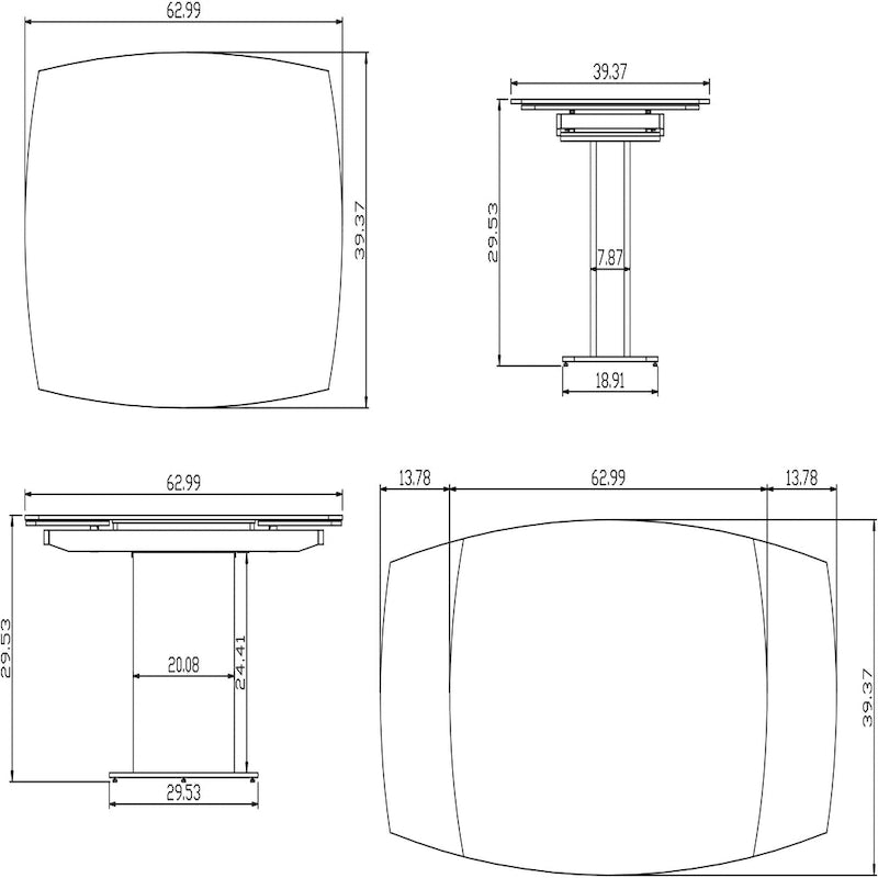 Table à manger extensible contemporaine en verre blanc