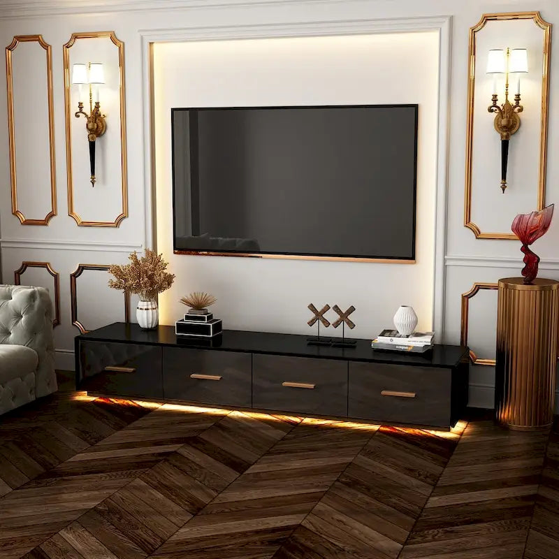 Console multimédia murale de 70,9" avec rangement