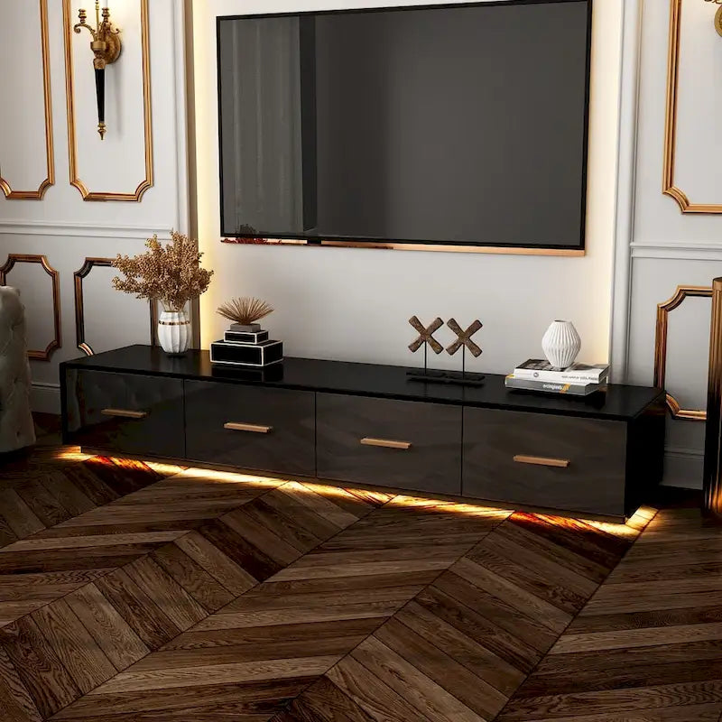 Console multimédia murale de 70,9" avec rangement