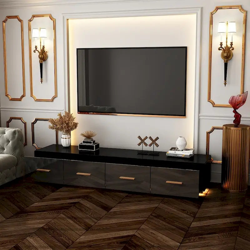 Console multimédia murale de 70,9" avec rangement