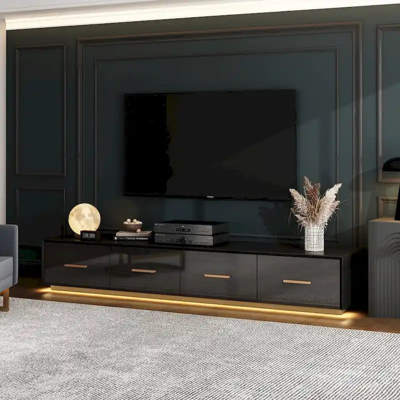 Console multimédia murale de 70,9" avec rangement