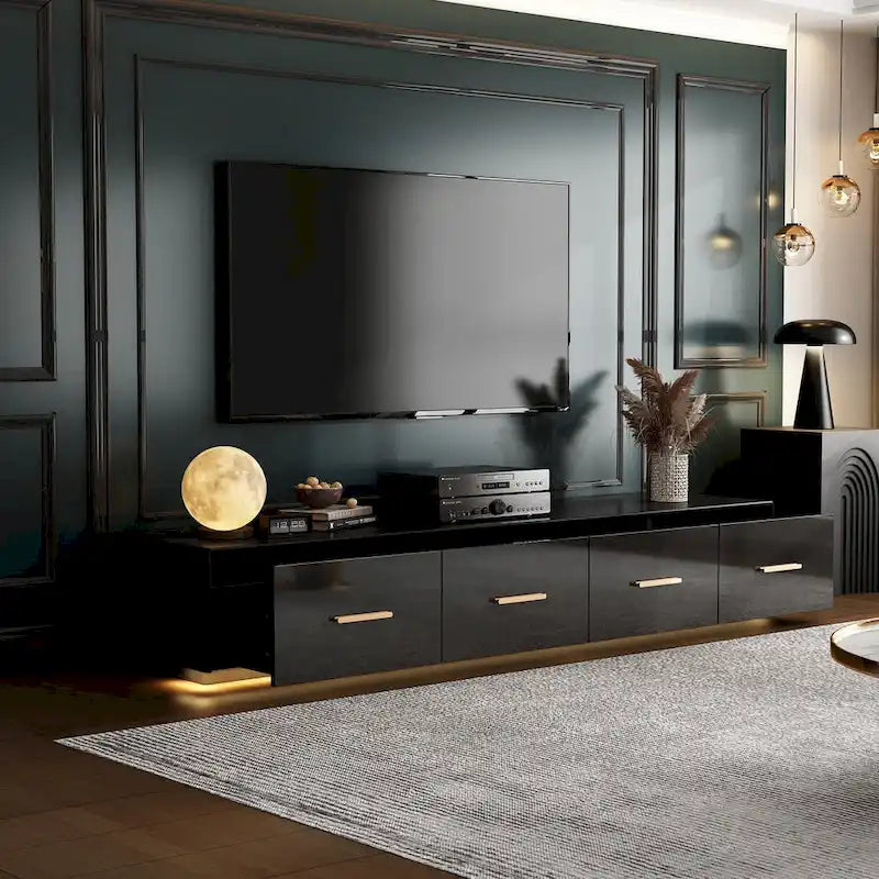 Console multimédia murale de 70,9" avec rangement