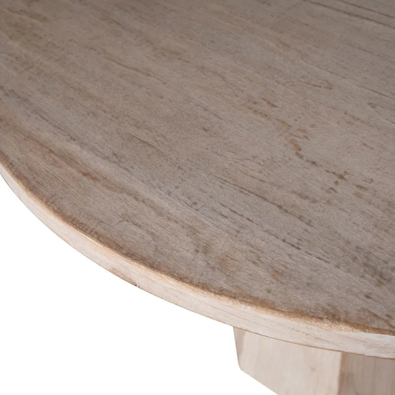 Table à manger piédestal en pin recyclé 48 pouces, finition claire