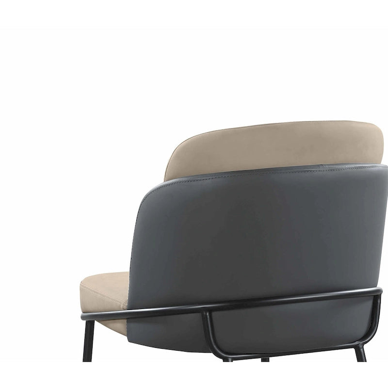 Lot de 2 chaises de salle à manger bicolores en similicuir gris avec des accents dorés