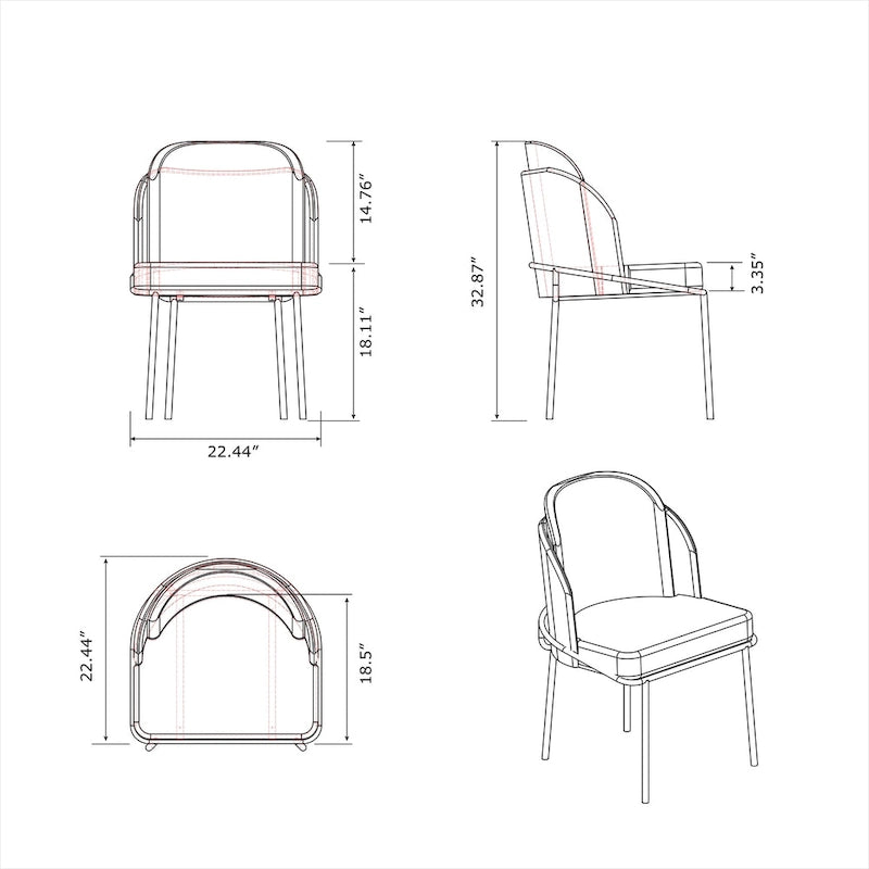 Lot de 2 chaises de salle à manger bicolores en similicuir gris avec des accents dorés