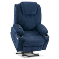 Fauteuil inclinable releveur électrique avec massage, porte-gobelets et repose-pieds étendu