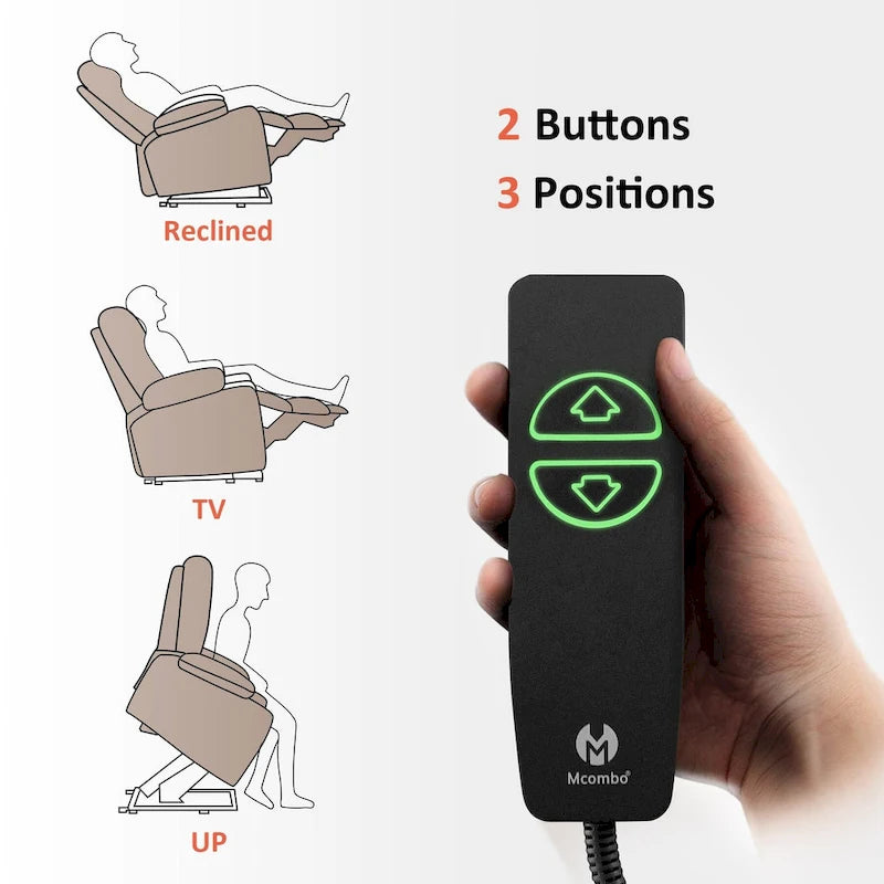 Fauteuil inclinable releveur électrique avec massage, porte-gobelets et repose-pieds étendu