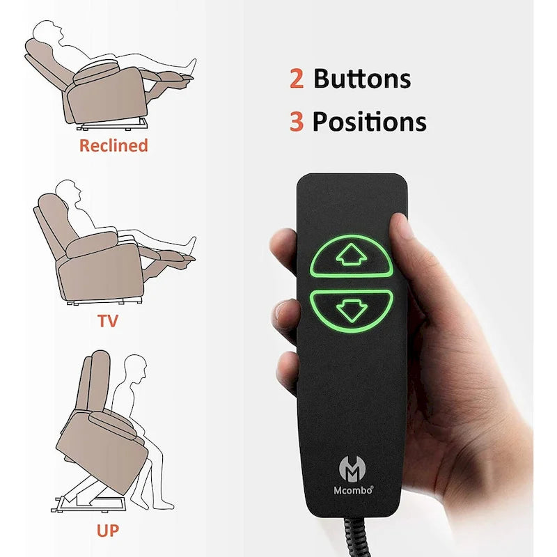 Fauteuil inclinable releveur électrique avec massage, porte-gobelets et repose-pieds étendu