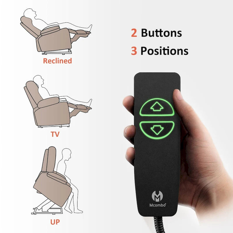 Fauteuil inclinable releveur électrique avec massage, porte-gobelets et repose-pieds étendu