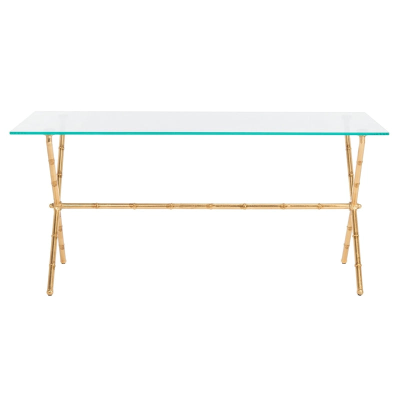 Table d'appoint en verre bronze-argenté - 37.4" x 19.7" x 17"
