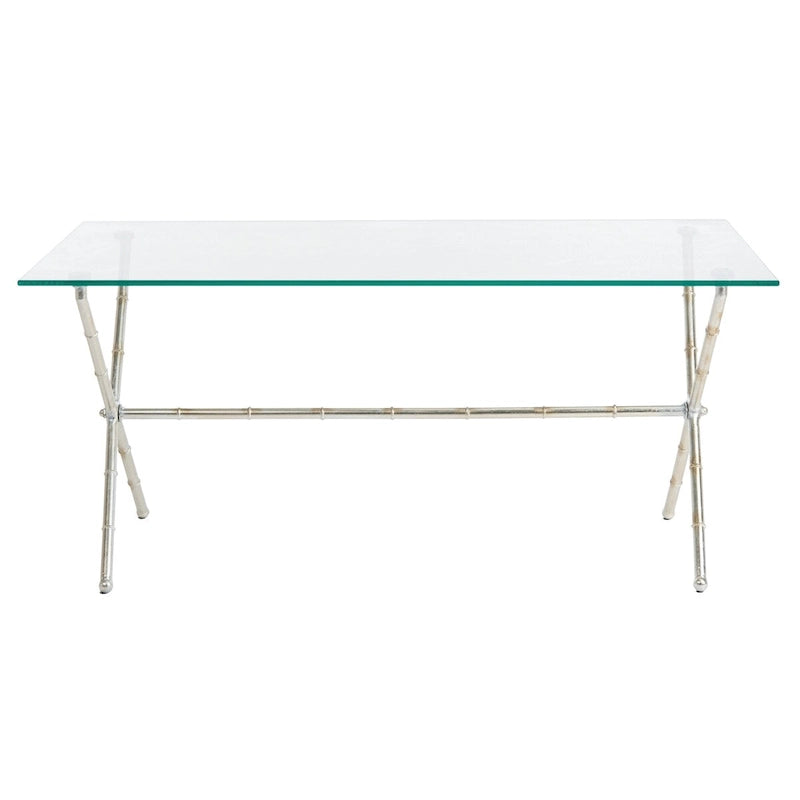 Table d'appoint en verre bronze-argenté - 37.4" x 19.7" x 17"