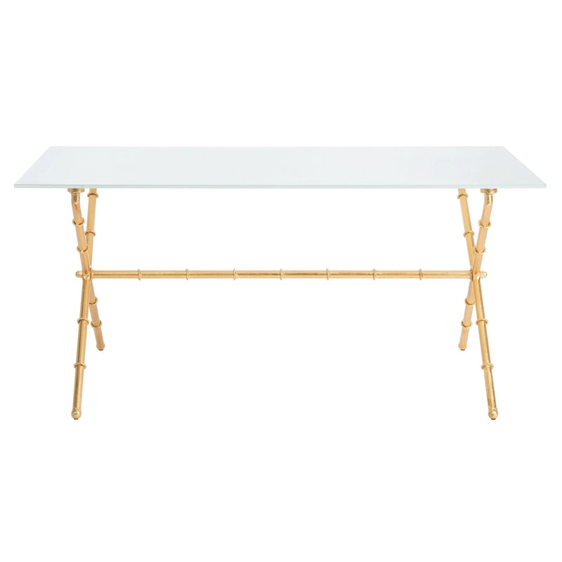 Table d'appoint en verre bronze-argenté - 37.4" x 19.7" x 17"