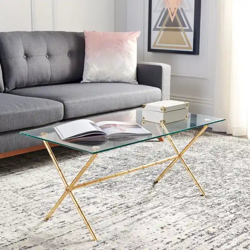 Table d'appoint en verre bronze-argenté - 37.4" x 19.7" x 17"