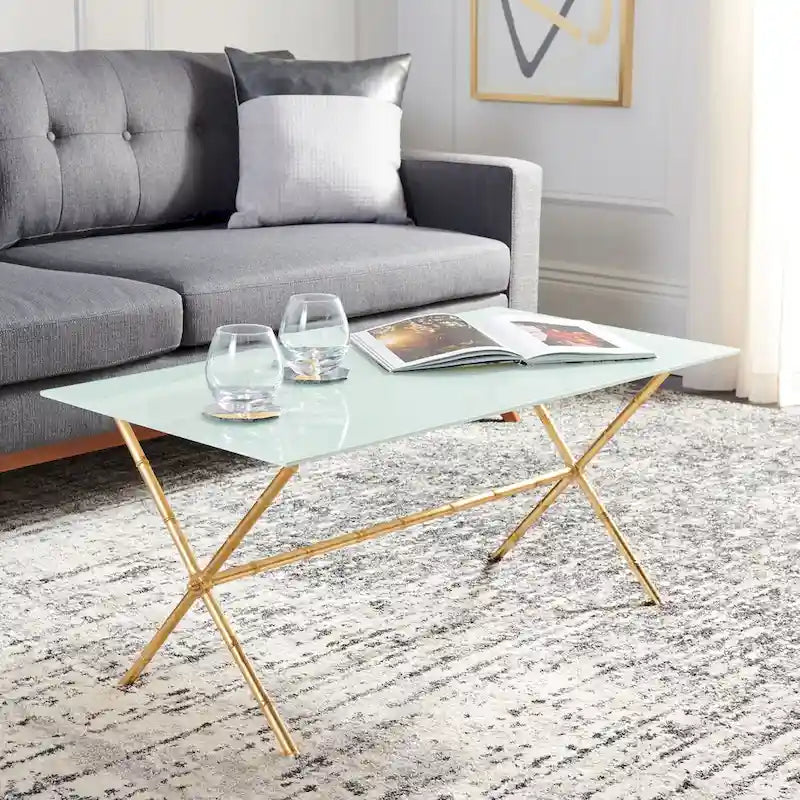Table d'appoint en verre bronze-argenté - 37.4" x 19.7" x 17"