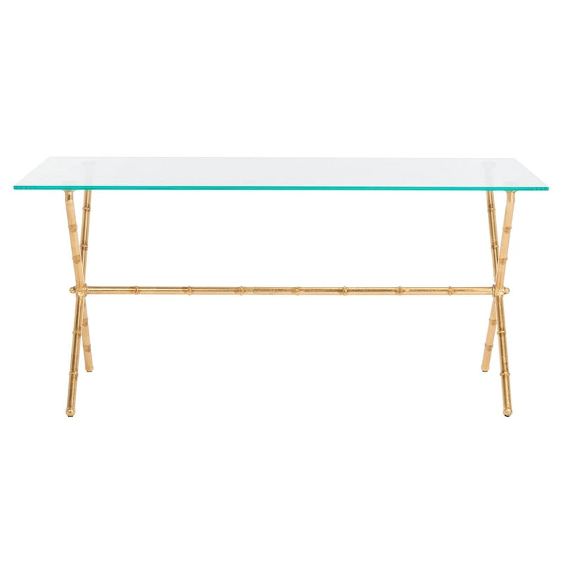 Table d'appoint en verre bronze-argenté - 37.4" x 19.7" x 17"