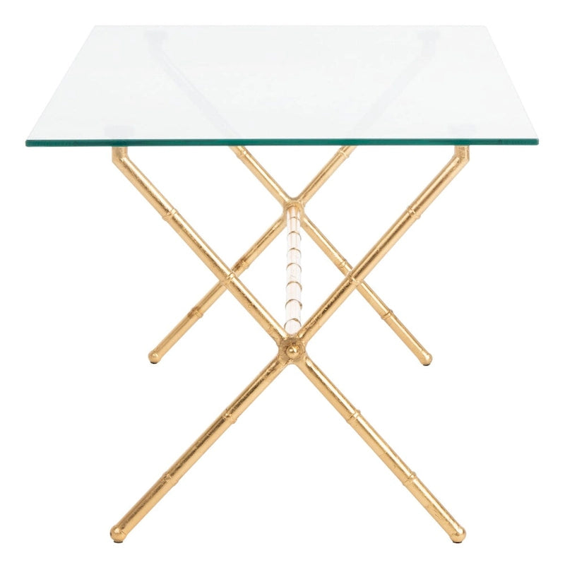 Table d'appoint en verre bronze-argenté - 37.4" x 19.7" x 17"