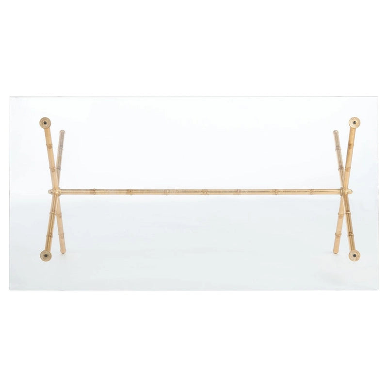 Table d'appoint en verre bronze-argenté - 37.4" x 19.7" x 17"
