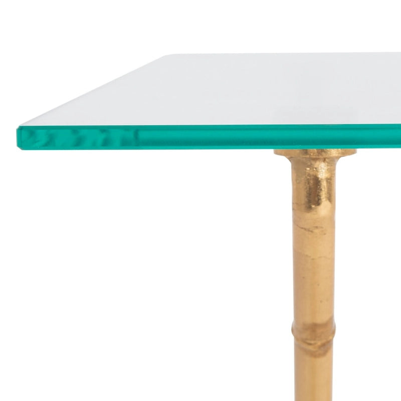 Table d'appoint en verre bronze-argenté - 37.4" x 19.7" x 17"